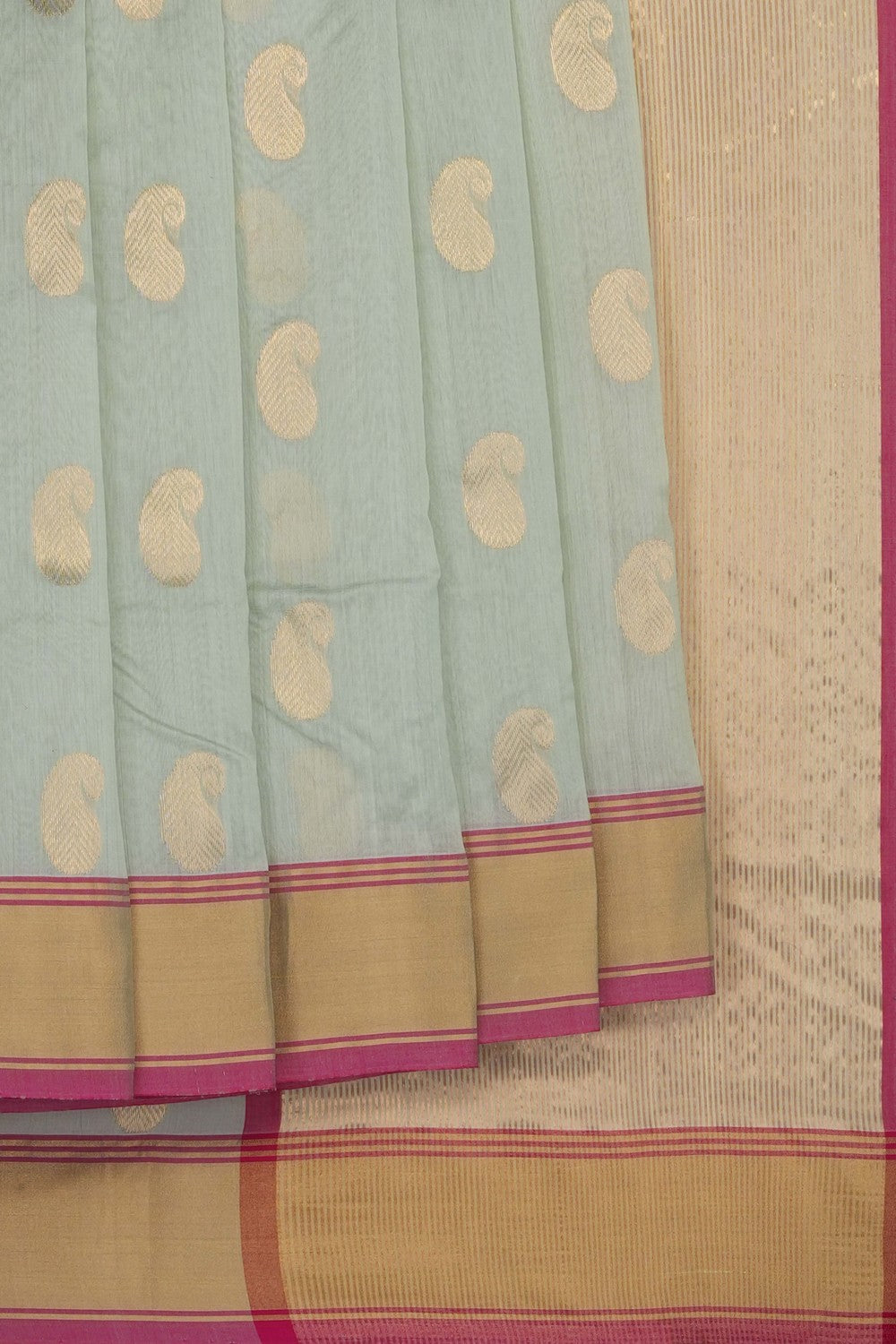 Image of Pastel-Green Chanderi Silk Cotton Saree