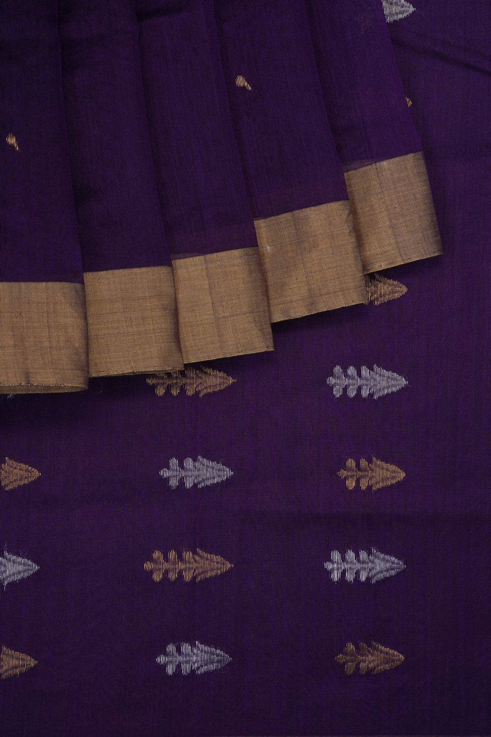 Image of Violet Chanderi Silk Cotton Saree