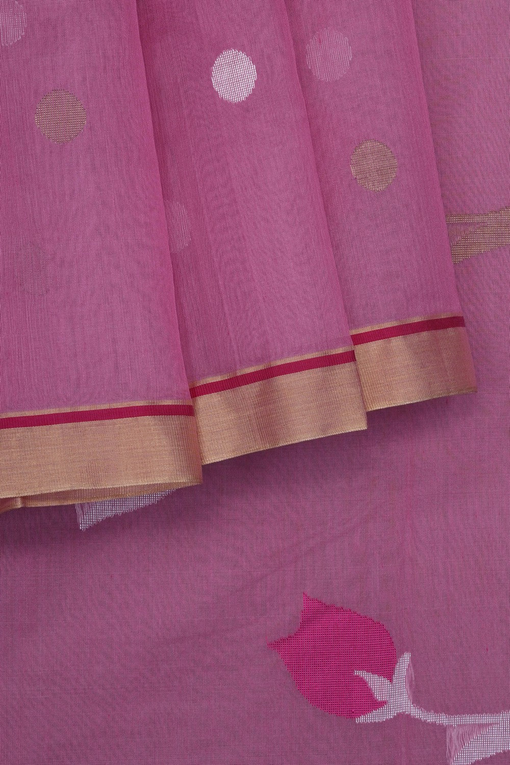 Image of Pink Chanderi Silk Cotton Saree