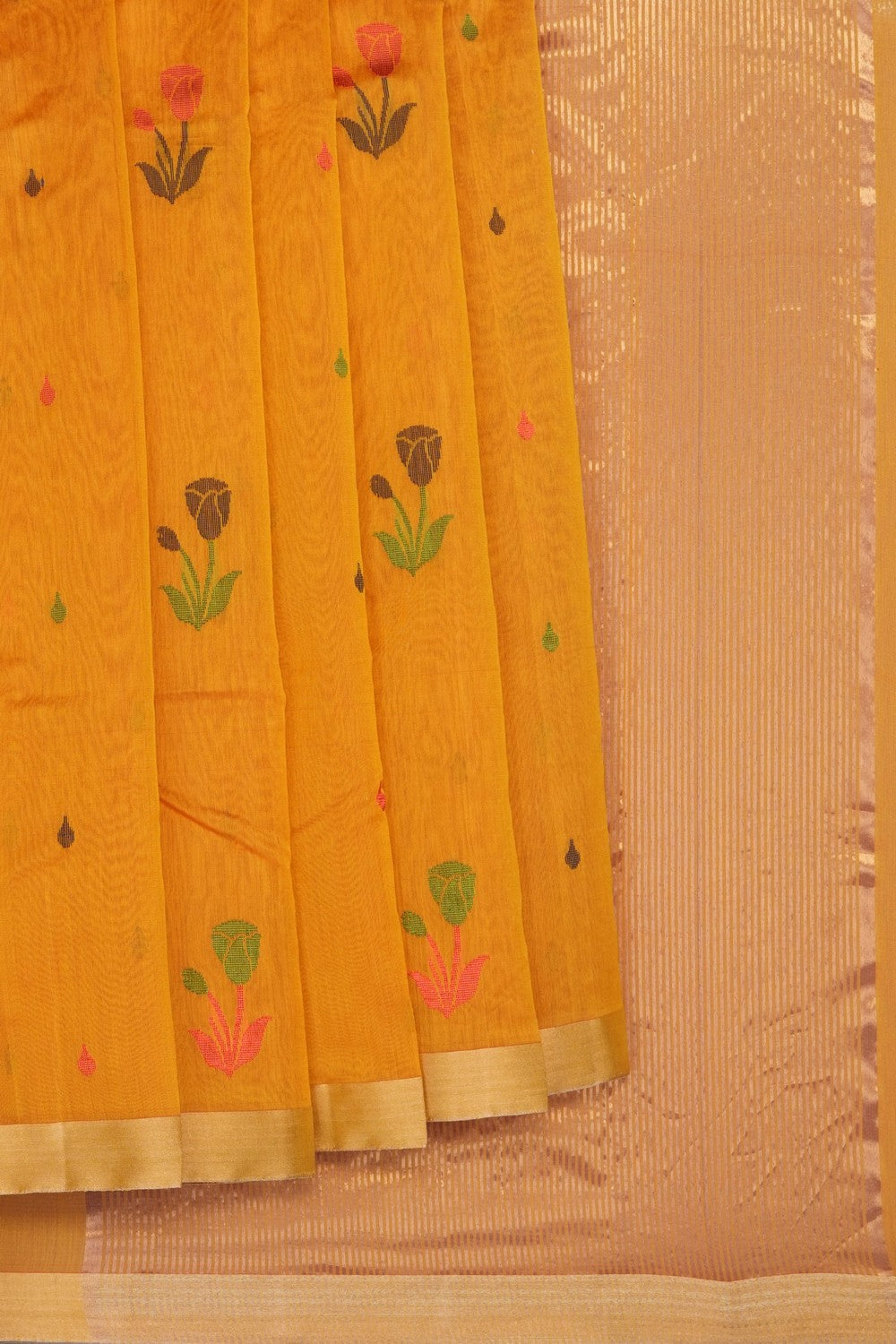 Image of Mustard Chanderi Silk Cotton Saree