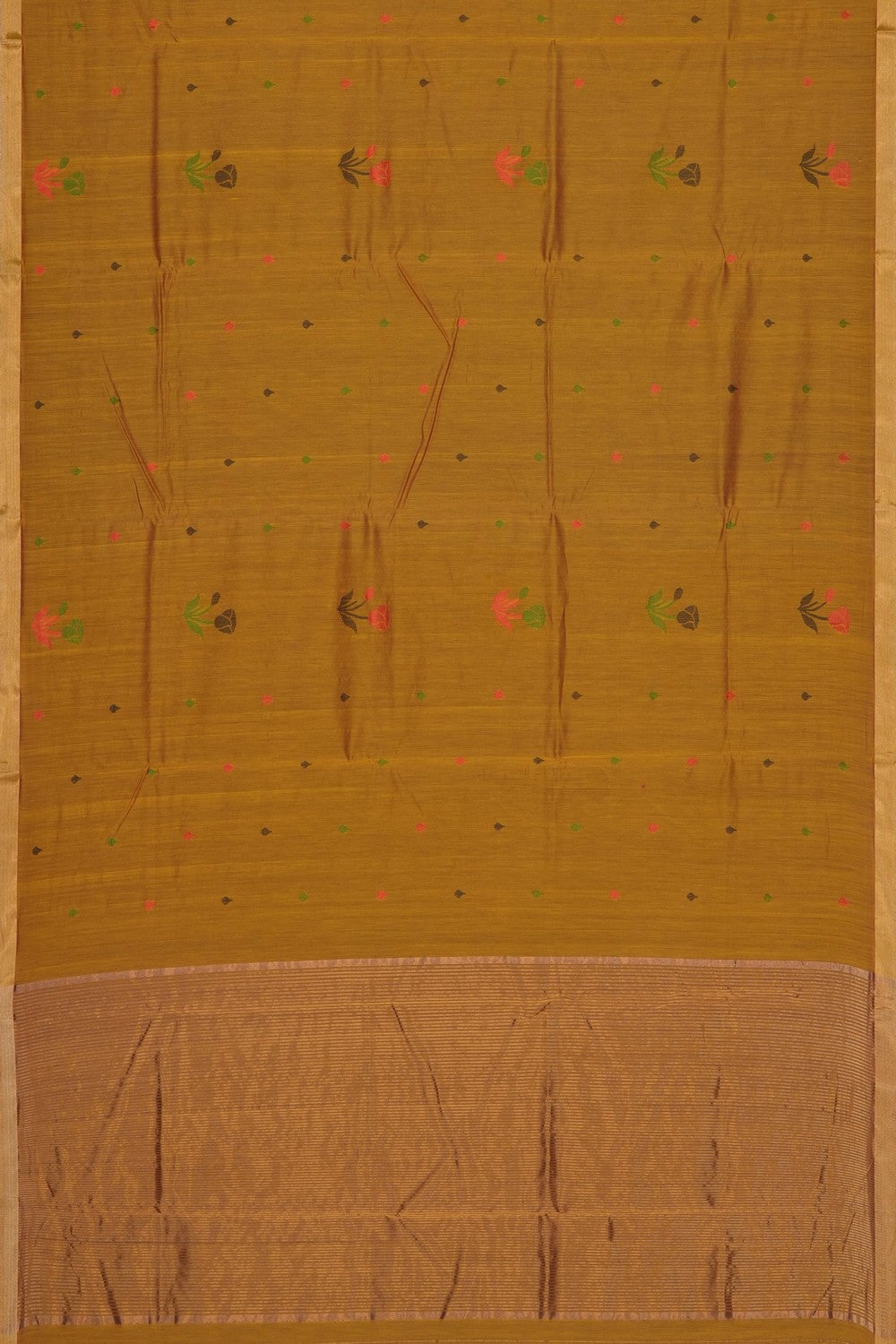 Image of Mustard Chanderi Silk Cotton Saree