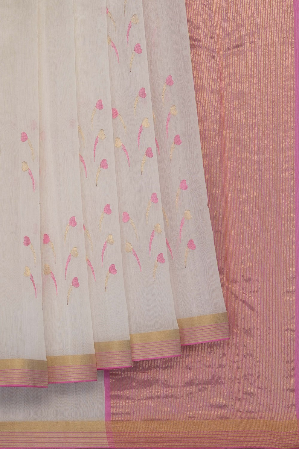 Image of Off-White Chanderi Silk Cotton Saree