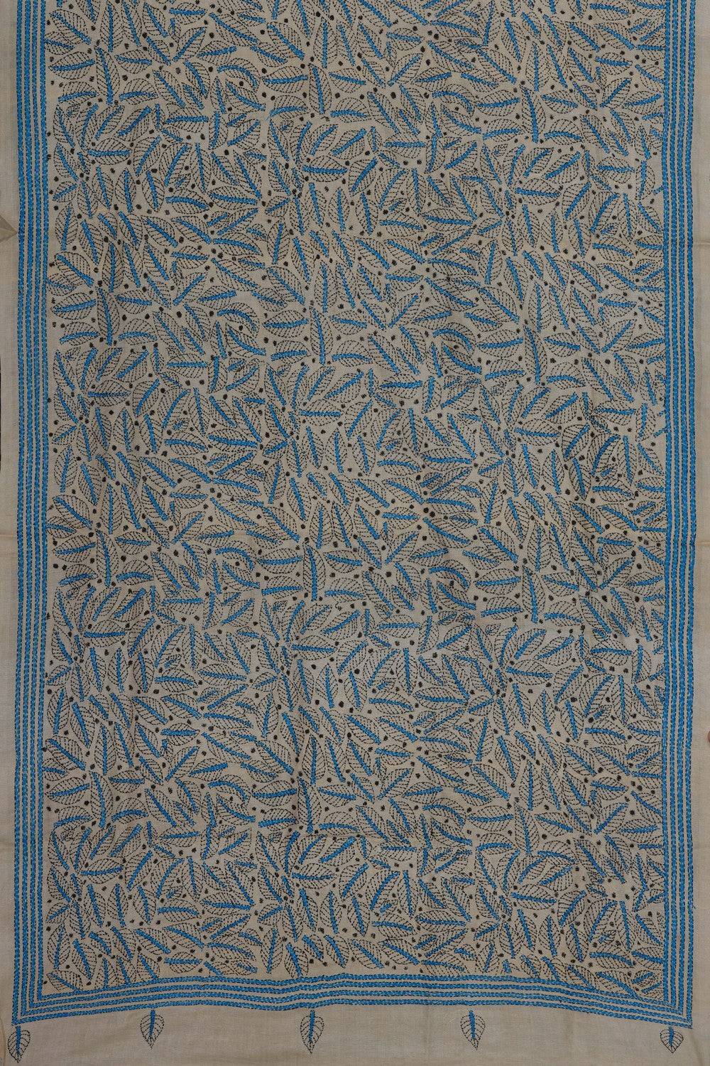 Off-White Tussar Silk Kantha Stitch Dupatta – Kalanjali