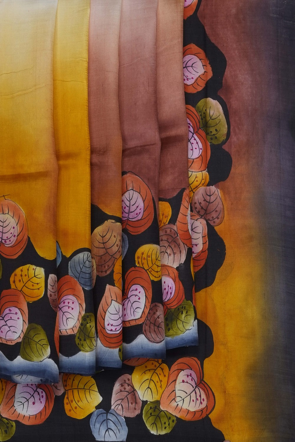 Image of Leafy Printed Desi Tussar Silk Saree