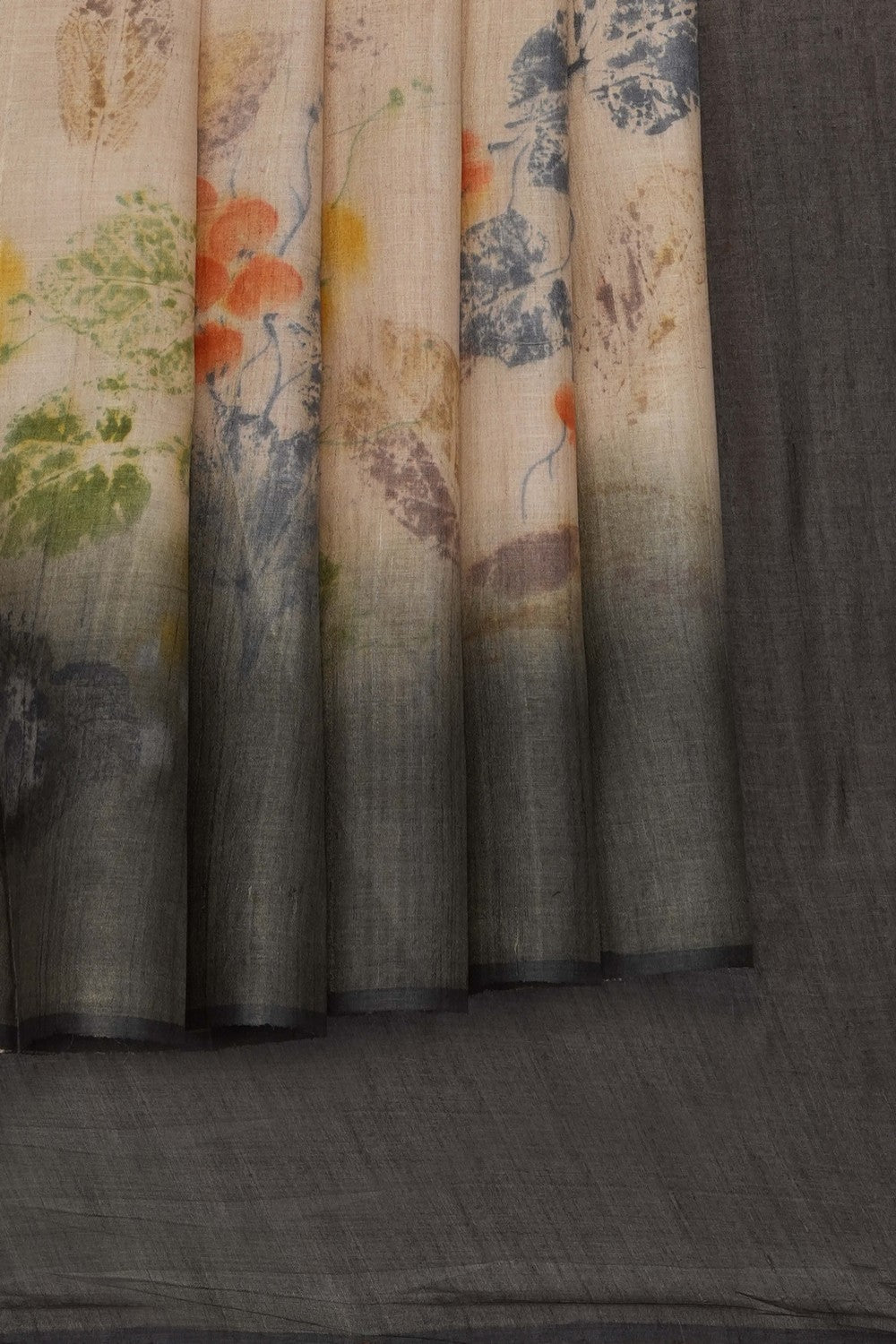 Image of Floral Printed Desi Tussar Silk Saree