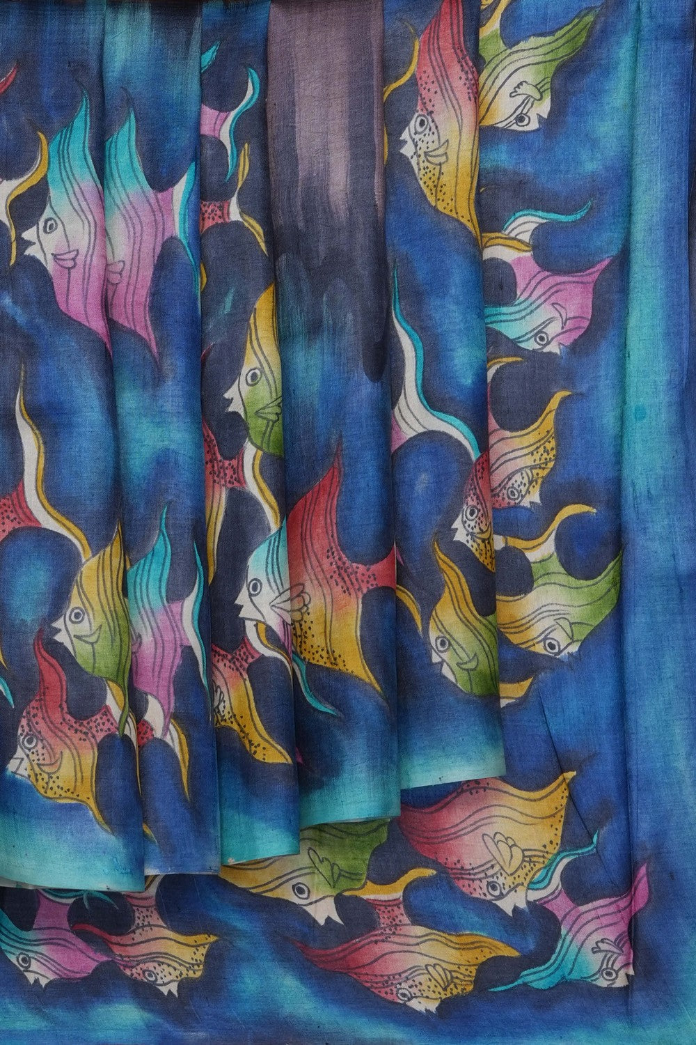 Image of Leafy Printed Desi Tussar Silk Saree