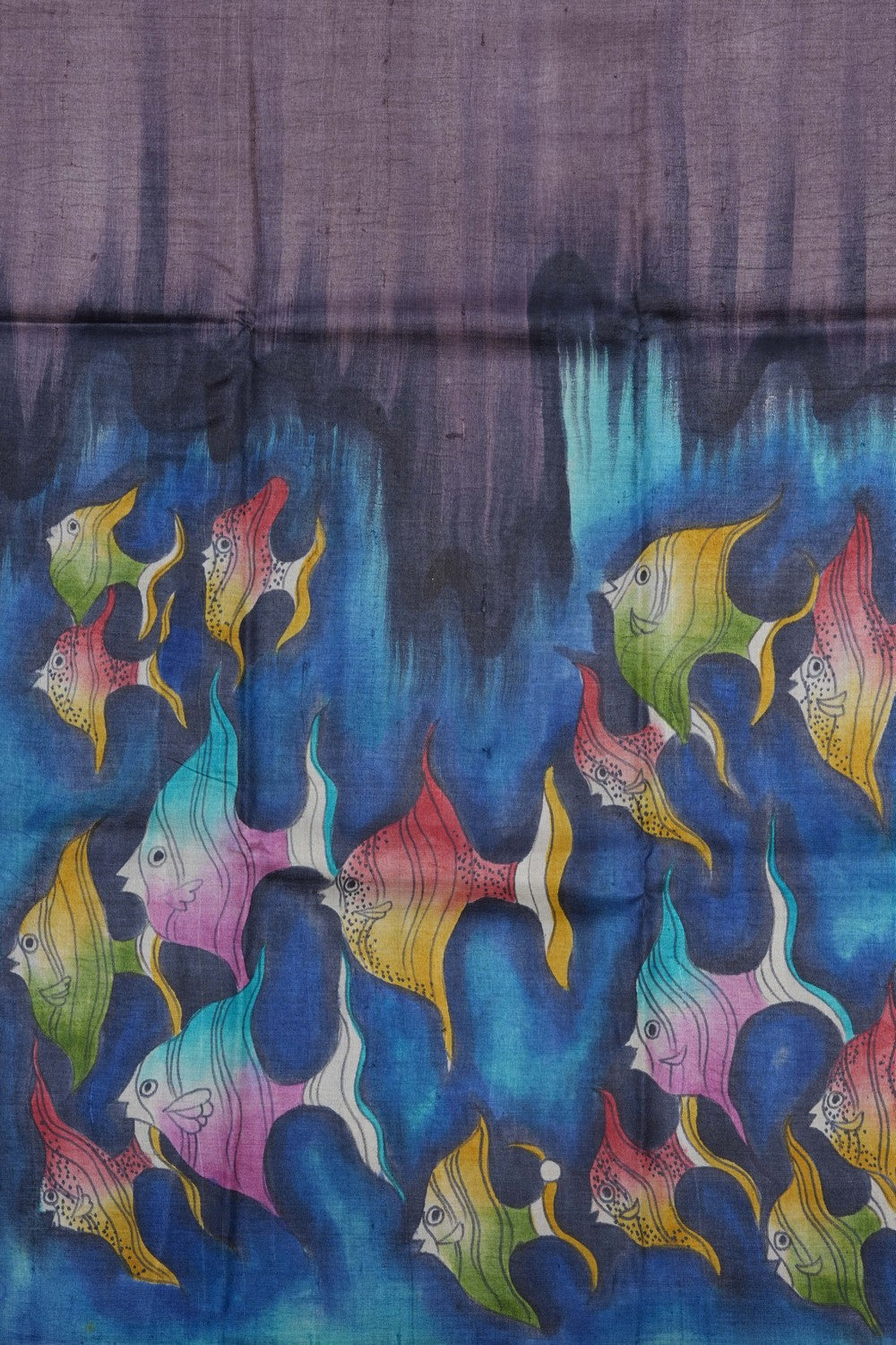 Image of Leafy Printed Desi Tussar Silk Saree