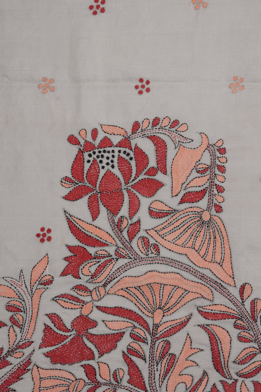 Image of Tussar Silk Kantha Embroidery Saree
