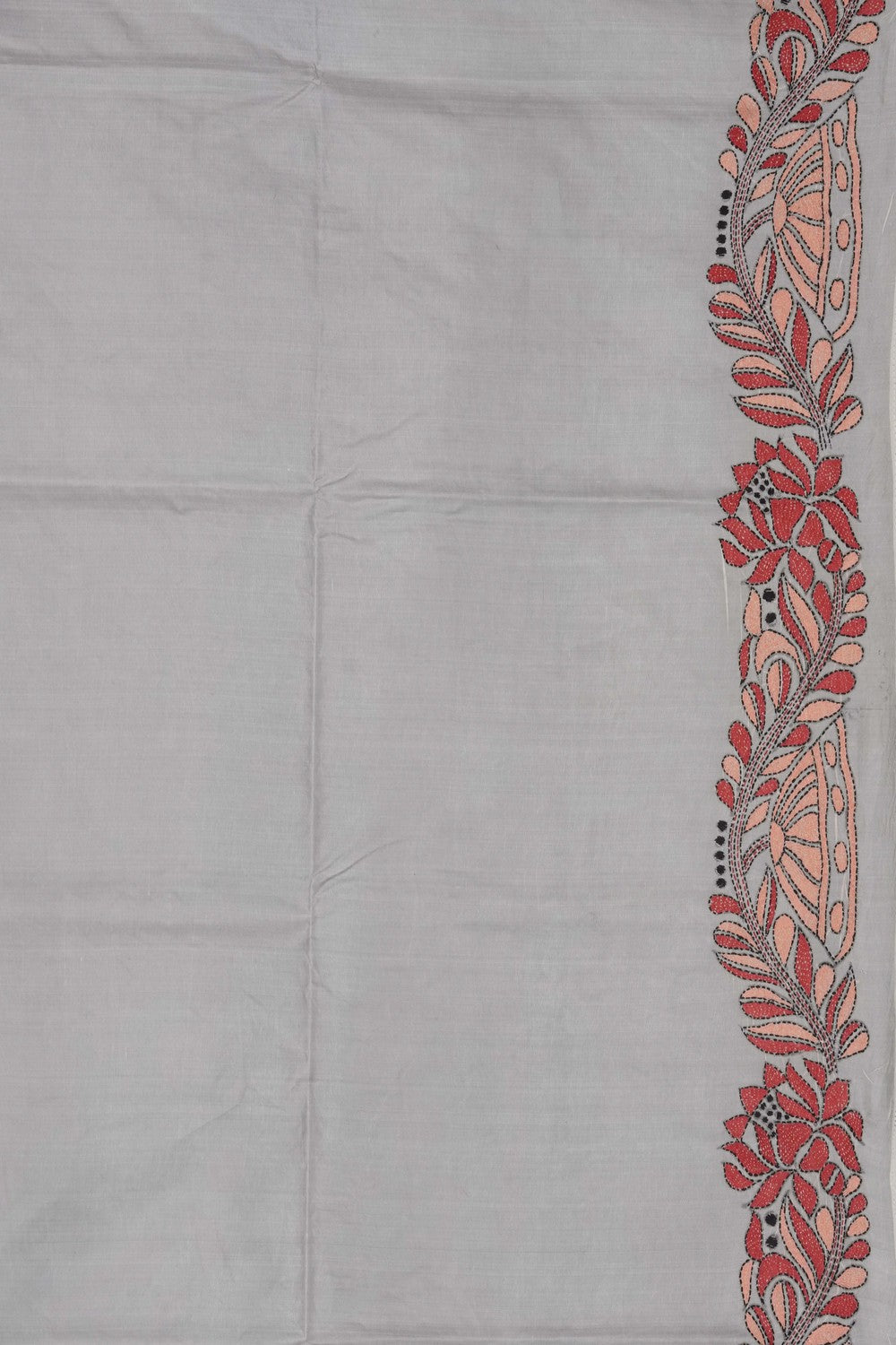 Image of Tussar Silk Kantha Embroidery Saree