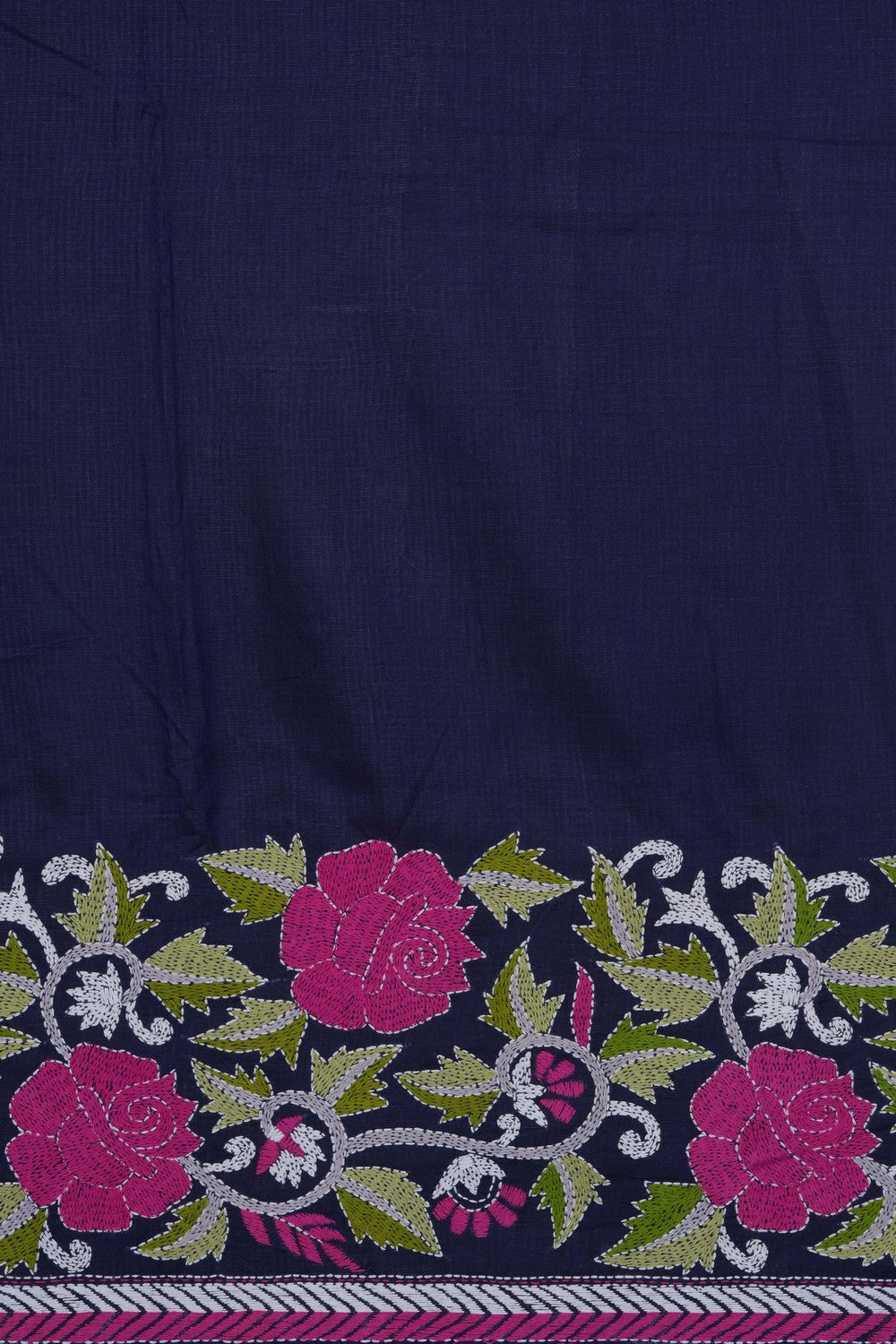 Image of Purple Silk Kantha Embroidery Saree
