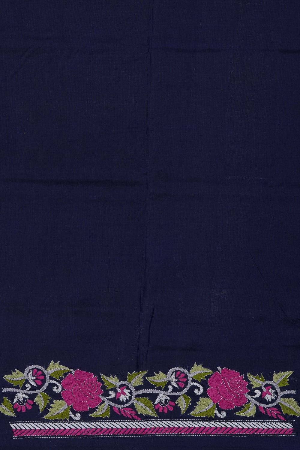 Image of Purple Silk Kantha Embroidery Saree