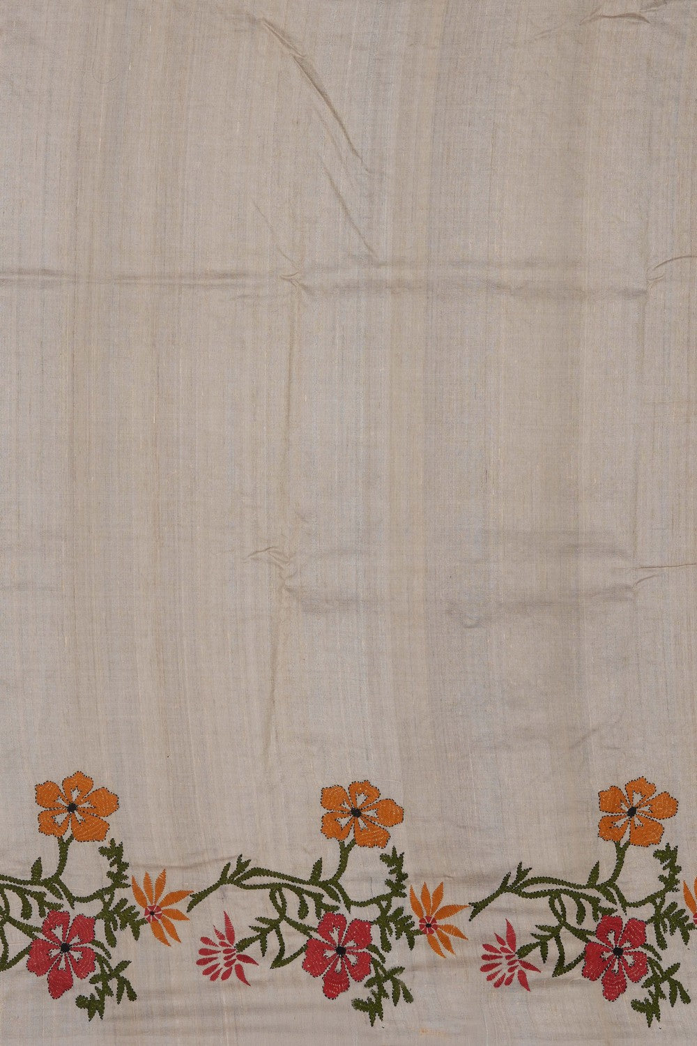 Image of Tussar Silk Kantha Embroidery Saree