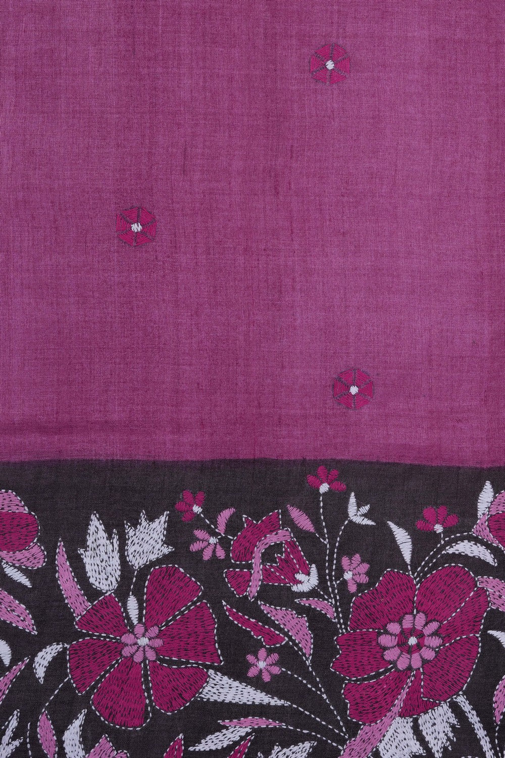 Image of Tussar Silk Kantha Embroidery Saree