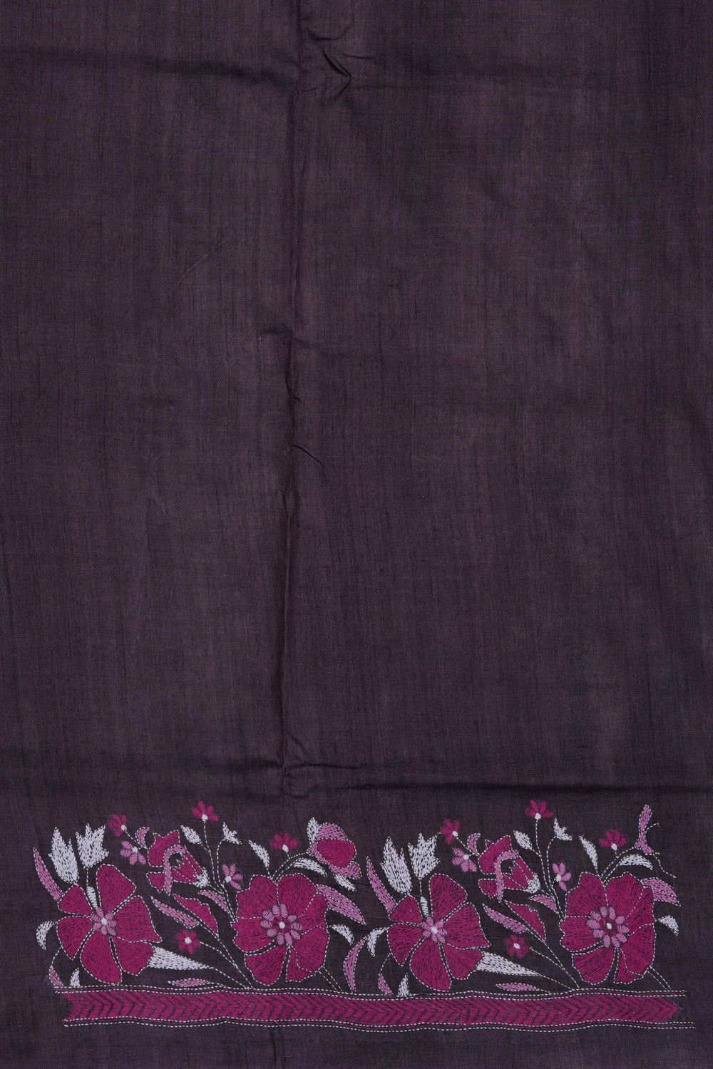 Image of Tussar Silk Kantha Embroidery Saree