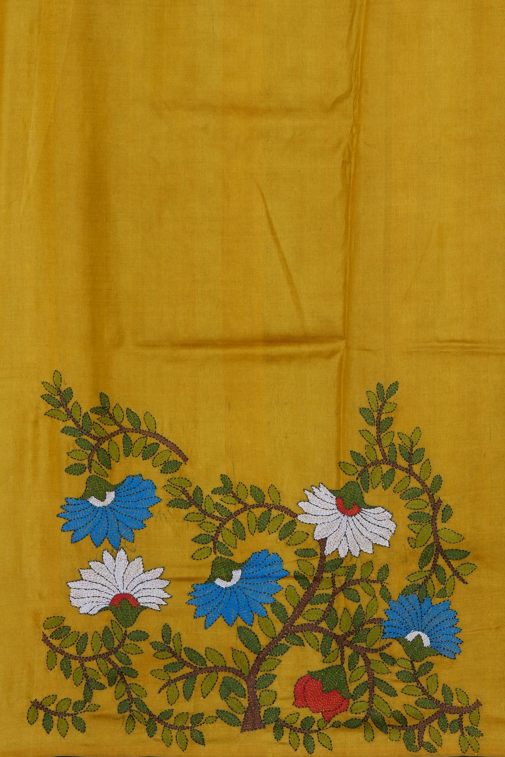 Image of Tussar Silk Kantha Embroidery Saree