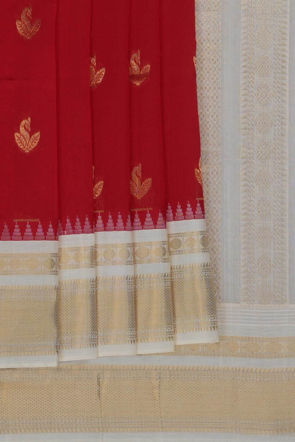 Image of Red Mangalagiri Silk Cotton Saree
