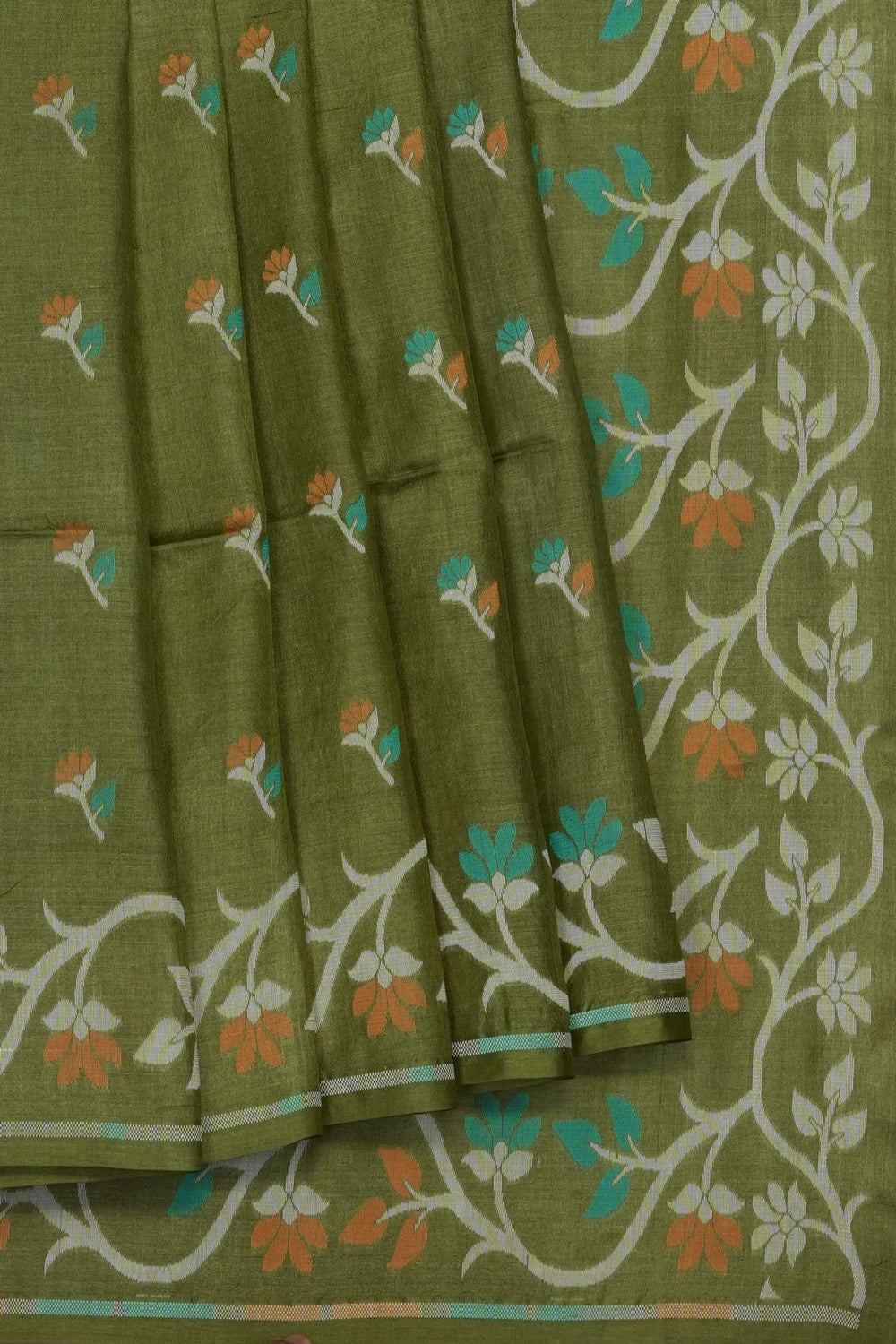 Image of green-dhakai-tussar-silk-saree-p-18940682