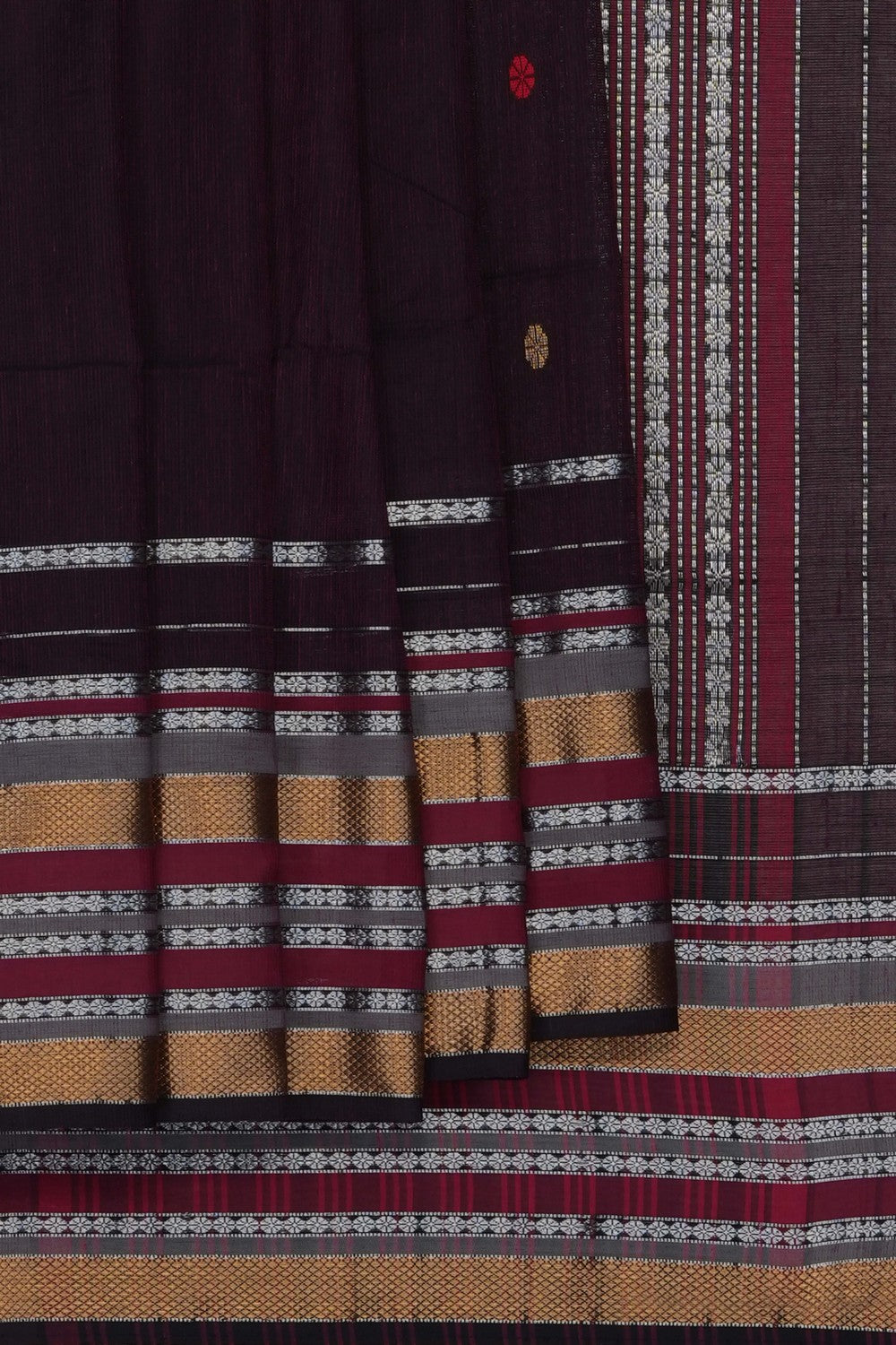 Image of Brown Silk Cotton Saree