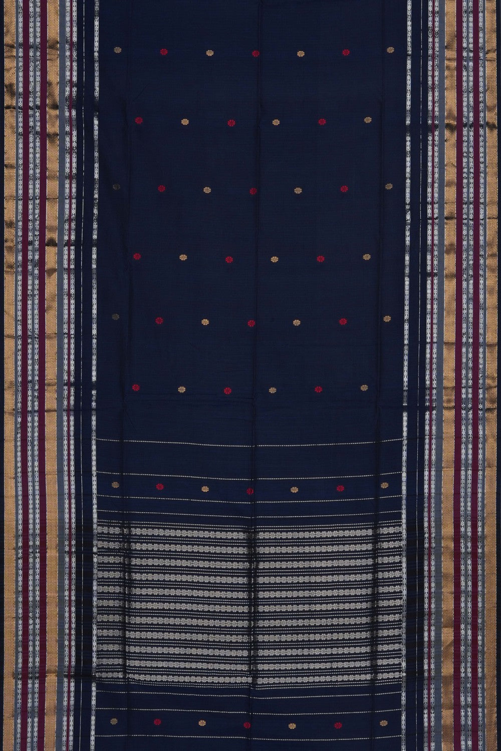 Image of Navy Blue Silk Cotton Saree