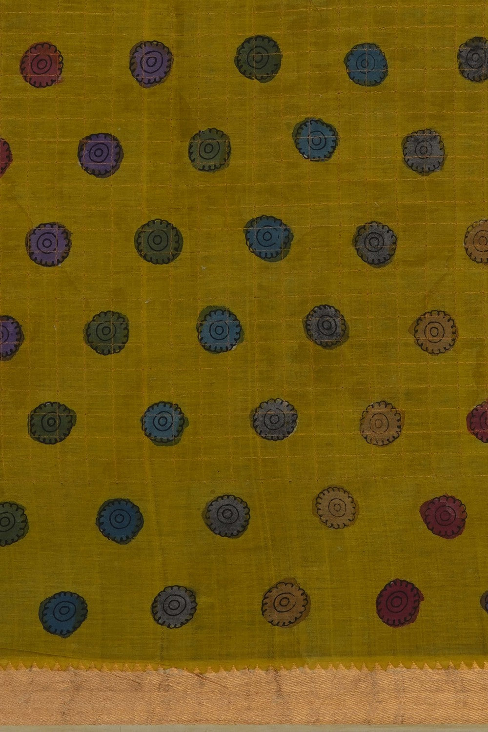 Image of Blue Mangalgiri Kalamkari Saree