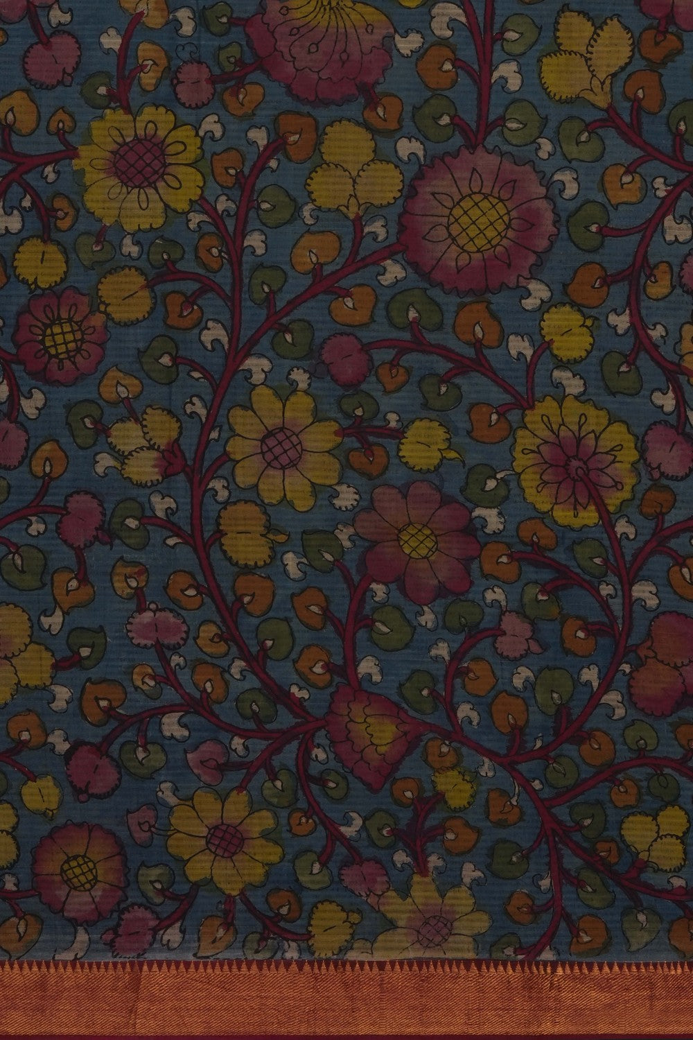 Image of Black Mangalgiri Kalamkari Saree