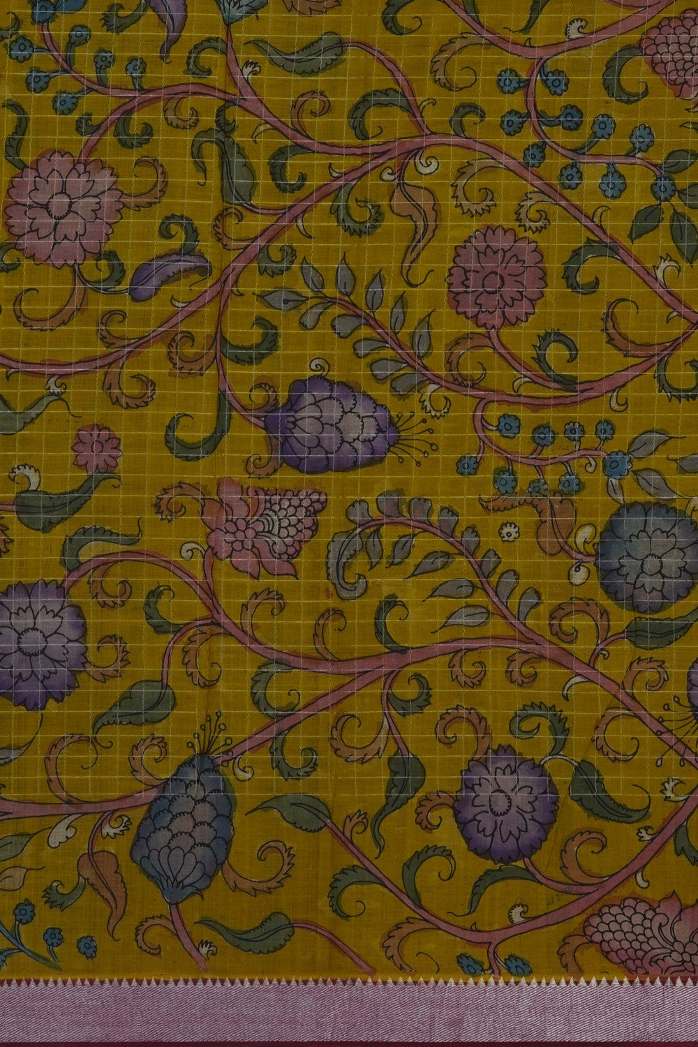 Image of Purple Mangalgiri Kalamkari Saree
