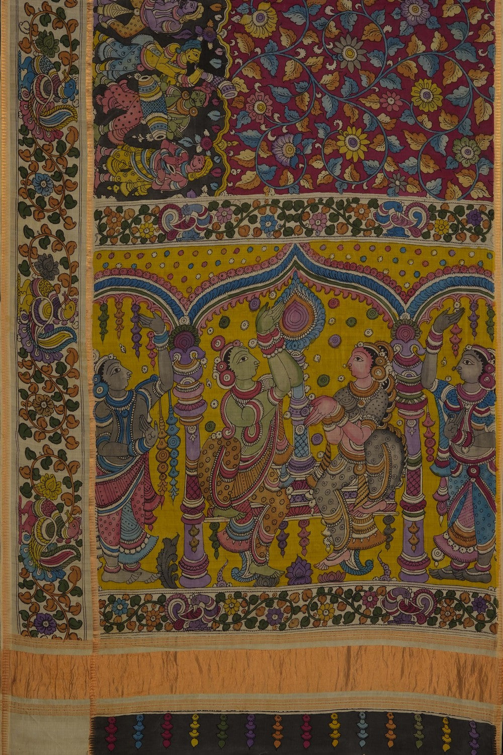 Image of Pink Mangalgiri Kalamkari Saree
