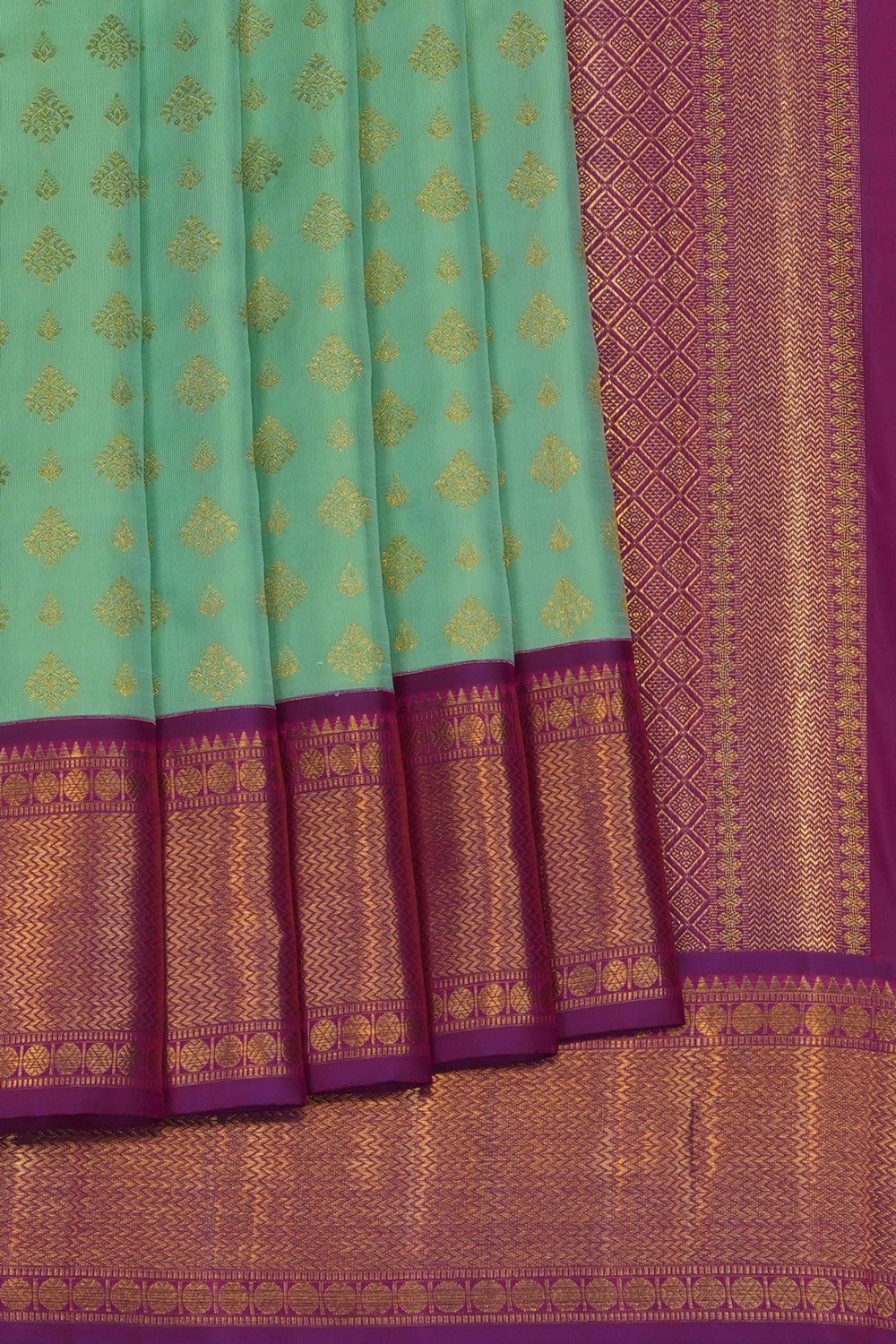 Image of Sea Green Kanjivaram Silk Saree