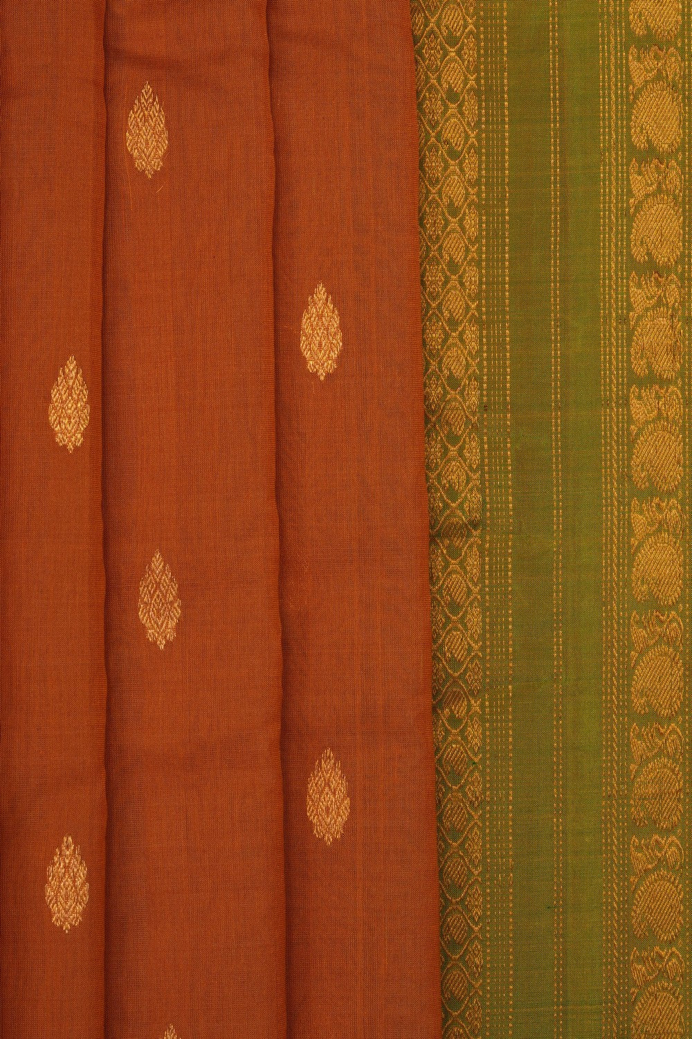 Image of Orange Gadwal Silk Cotton Saree