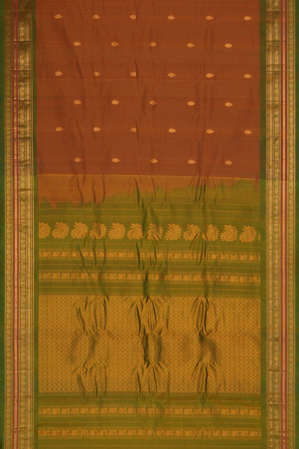 Image of Orange Gadwal Silk Cotton Saree