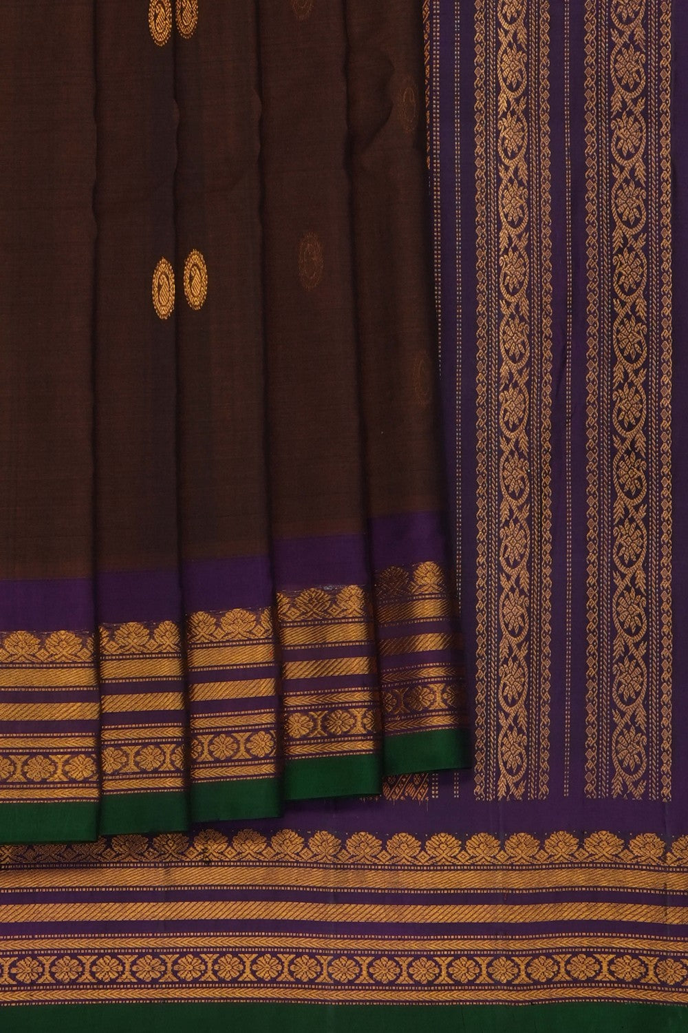 Image of brown-gadwal-silk-cotton-saree-p-18940792