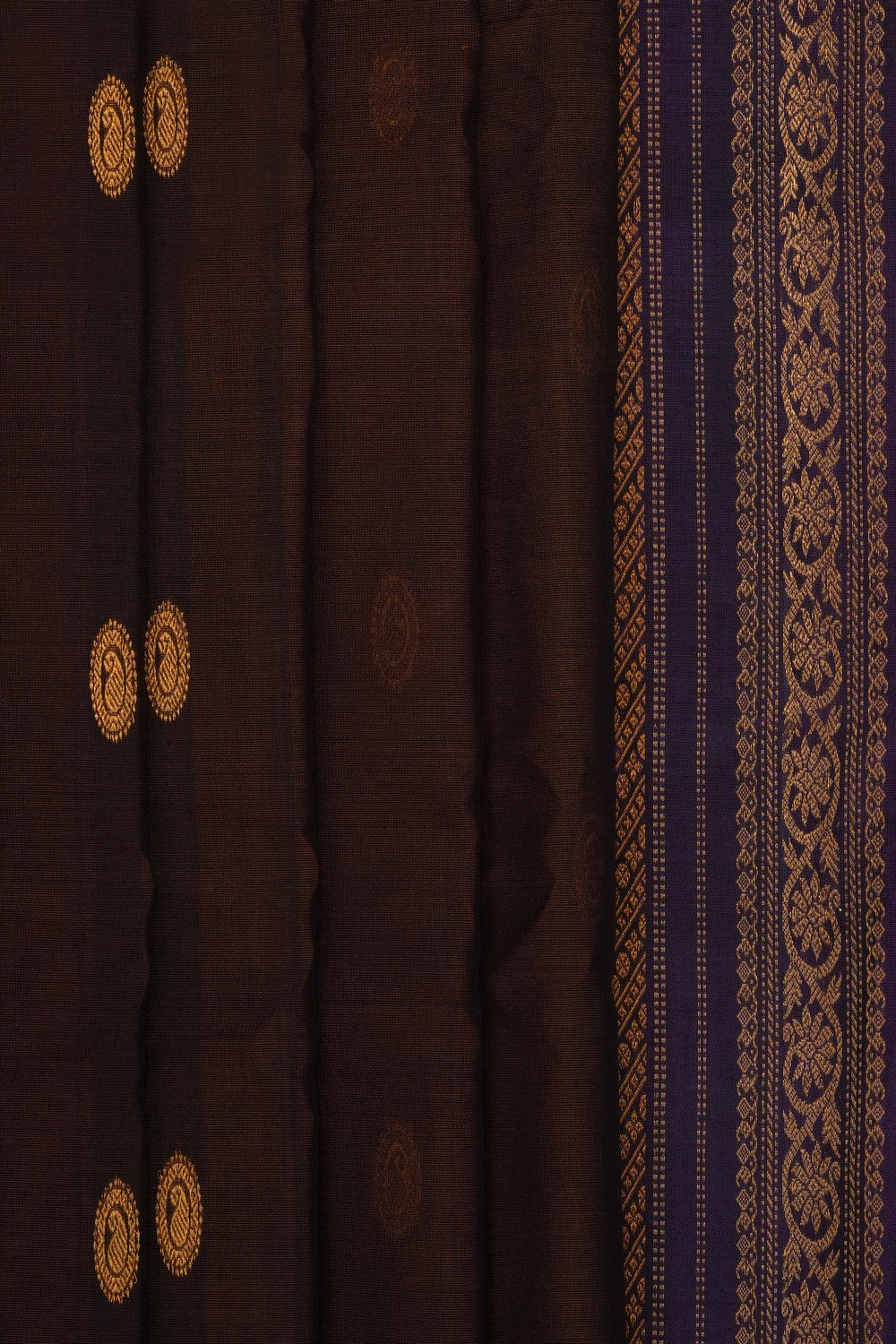 Image of Brown Gadwal Silk Cotton Saree