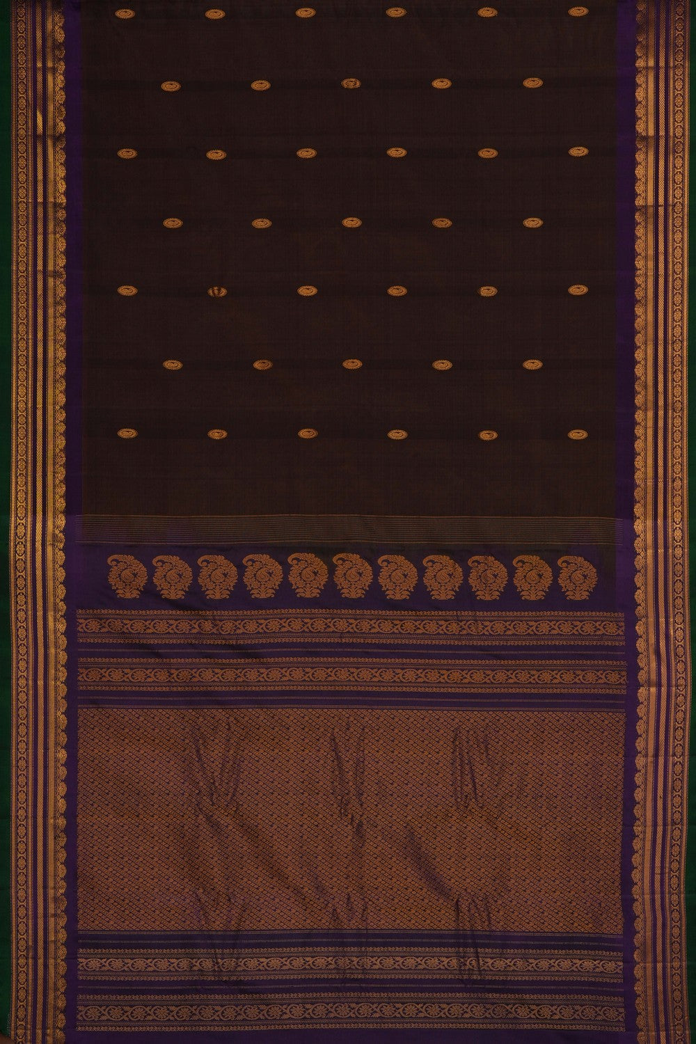 Image of Brown Gadwal Silk Cotton Saree