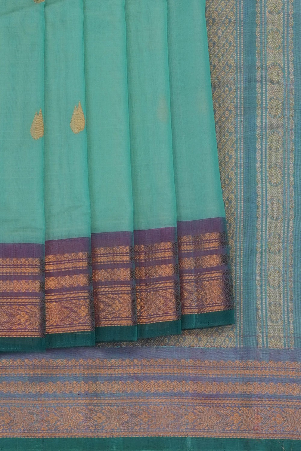 Image of sea-green-gadwal-silk-cotton-saree-p-18940795