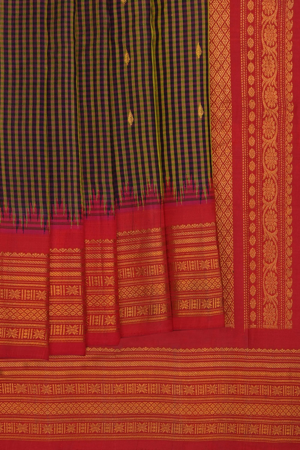 Image of green-gadwal-silk-cotton-saree-p-18940796