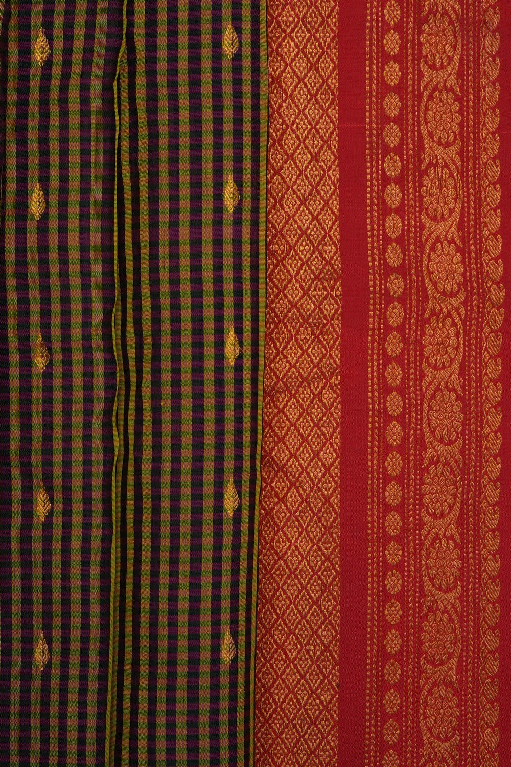 Image of Green Gadwal Silk Cotton Saree