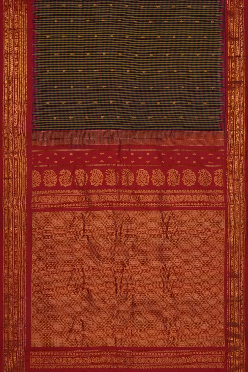 Image of Green Gadwal Silk Cotton Saree