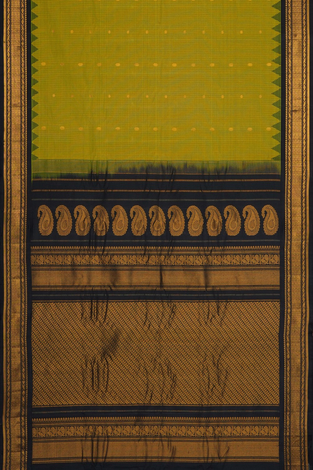 Image of Spring Yellow Gadwal Silk Cotton Saree