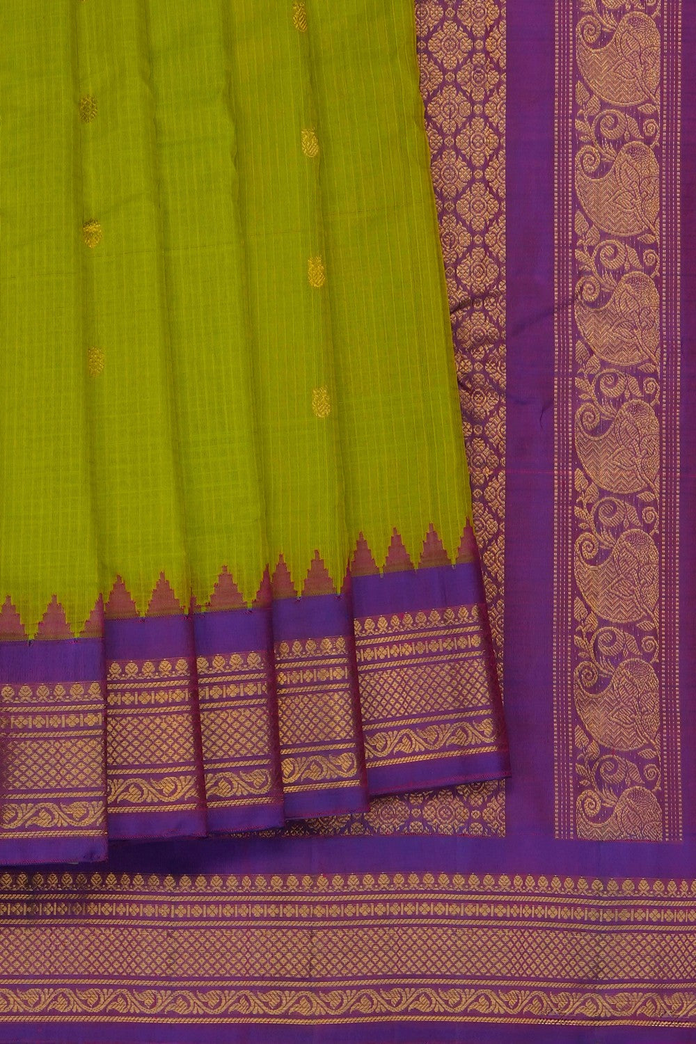 Image of Spring Green Gadwal Silk Cotton Saree