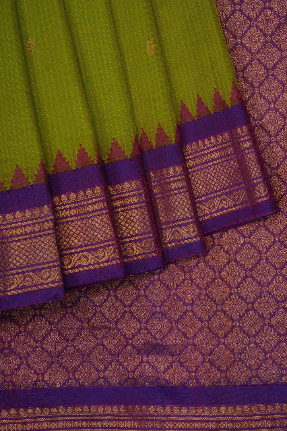 Image of Spring Green Gadwal Silk Cotton Saree