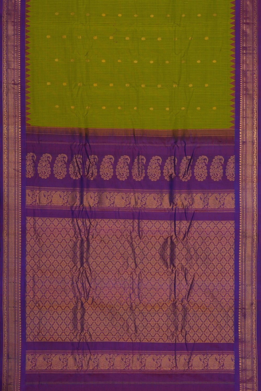 Image of Spring Green Gadwal Silk Cotton Saree
