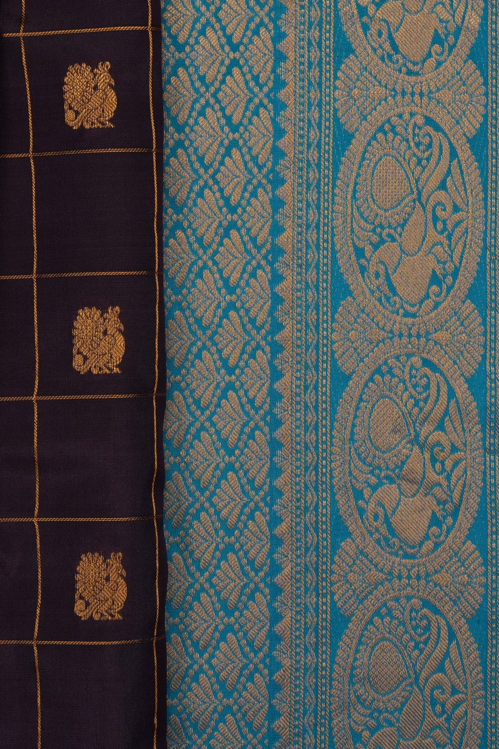 Image of Violet Gadwal Silk Kattam Saree