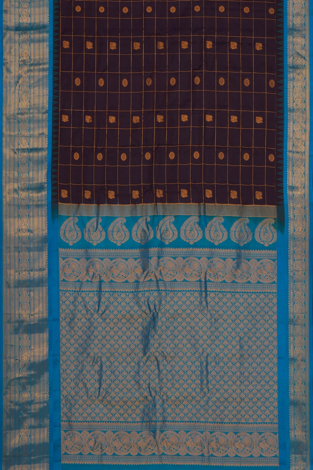 Image of Violet Gadwal Silk Kattam Saree
