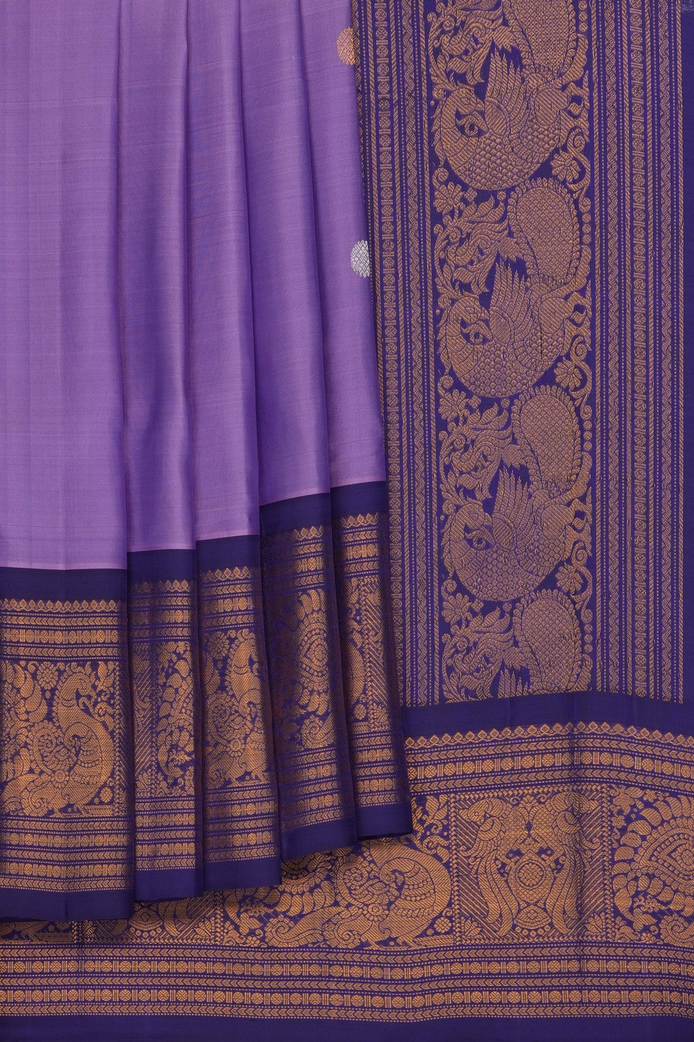 Image of Lavender Purple Gadwal Silk Saree