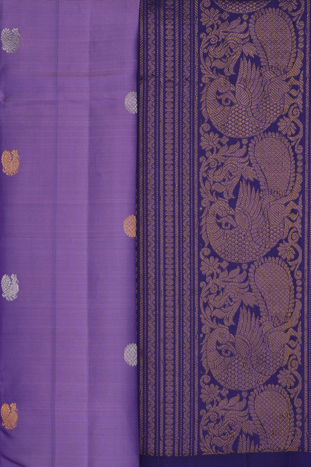 Image of Lavender Purple Gadwal Silk Saree