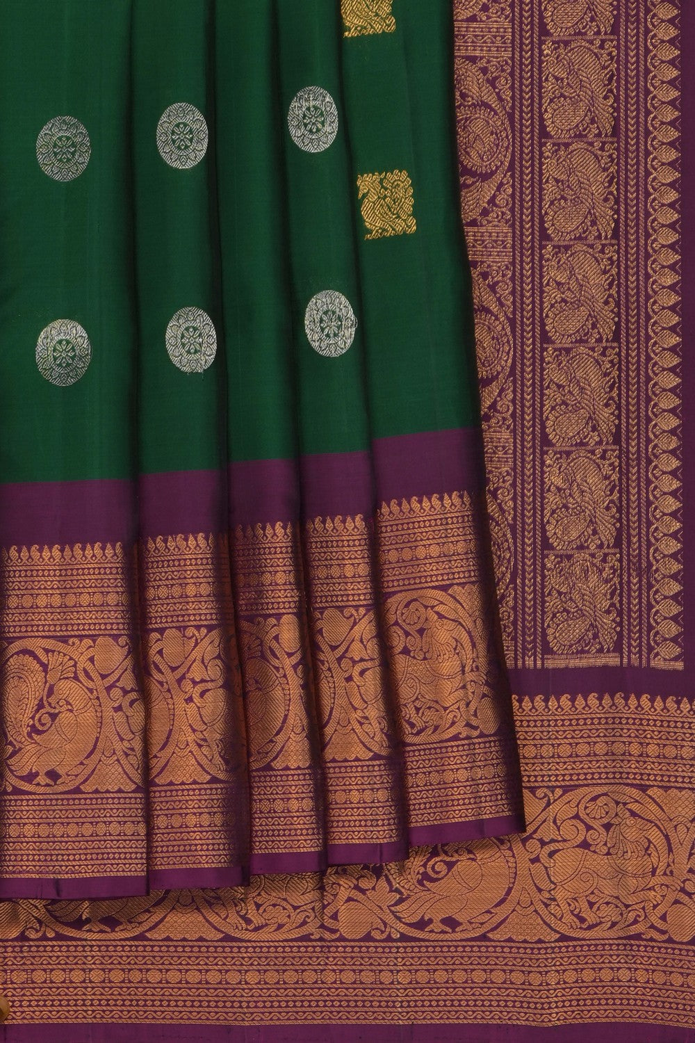 Image of Green Gadwal Silk Saree