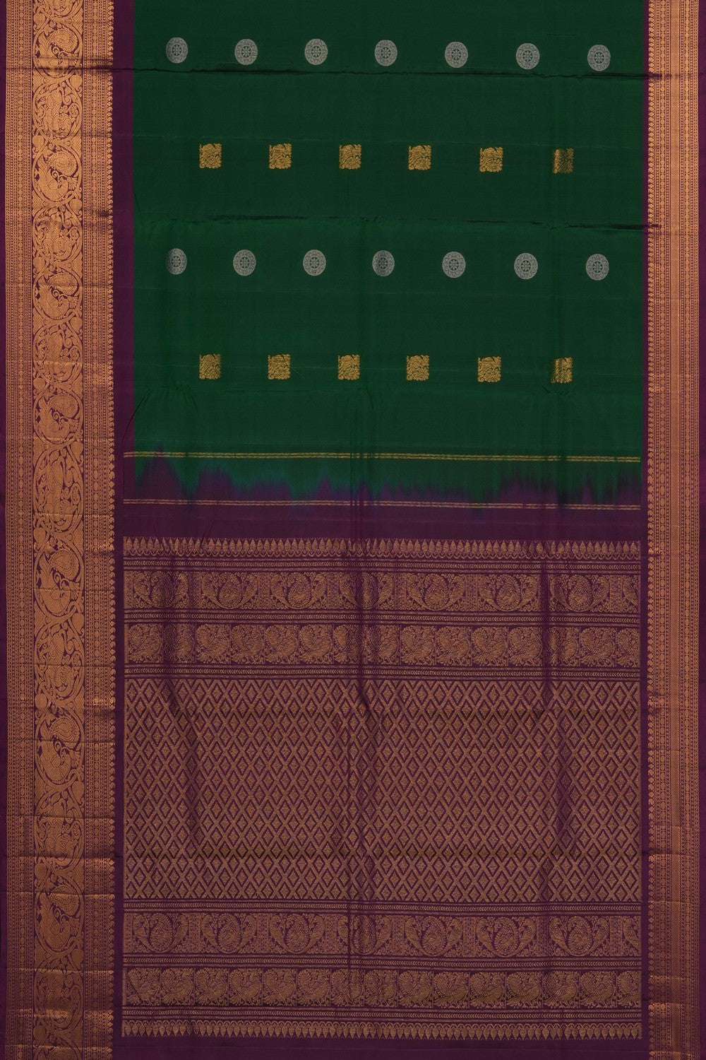 Image of Green Gadwal Silk Saree