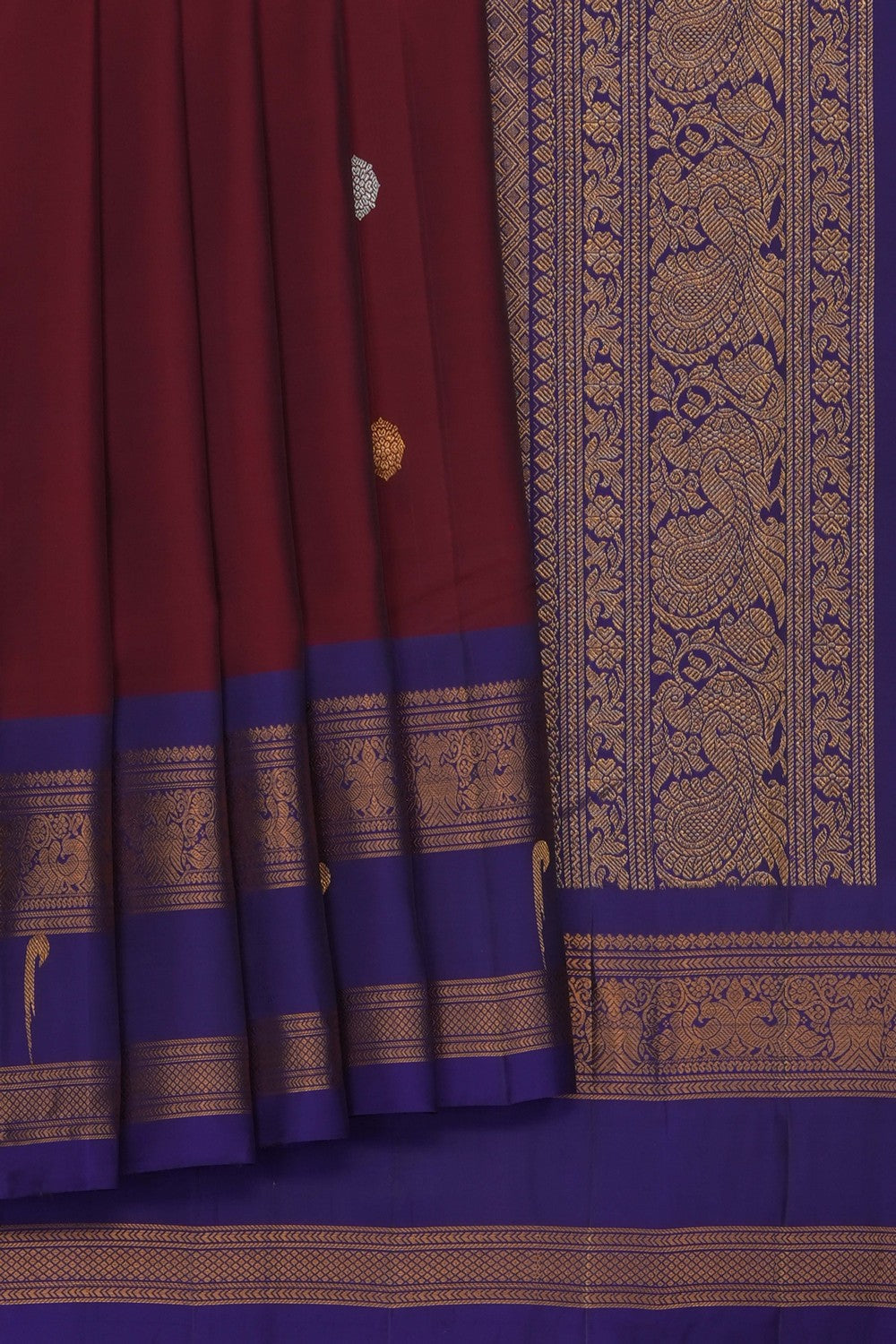 Image of Maroon Gadwal Silk Saree
