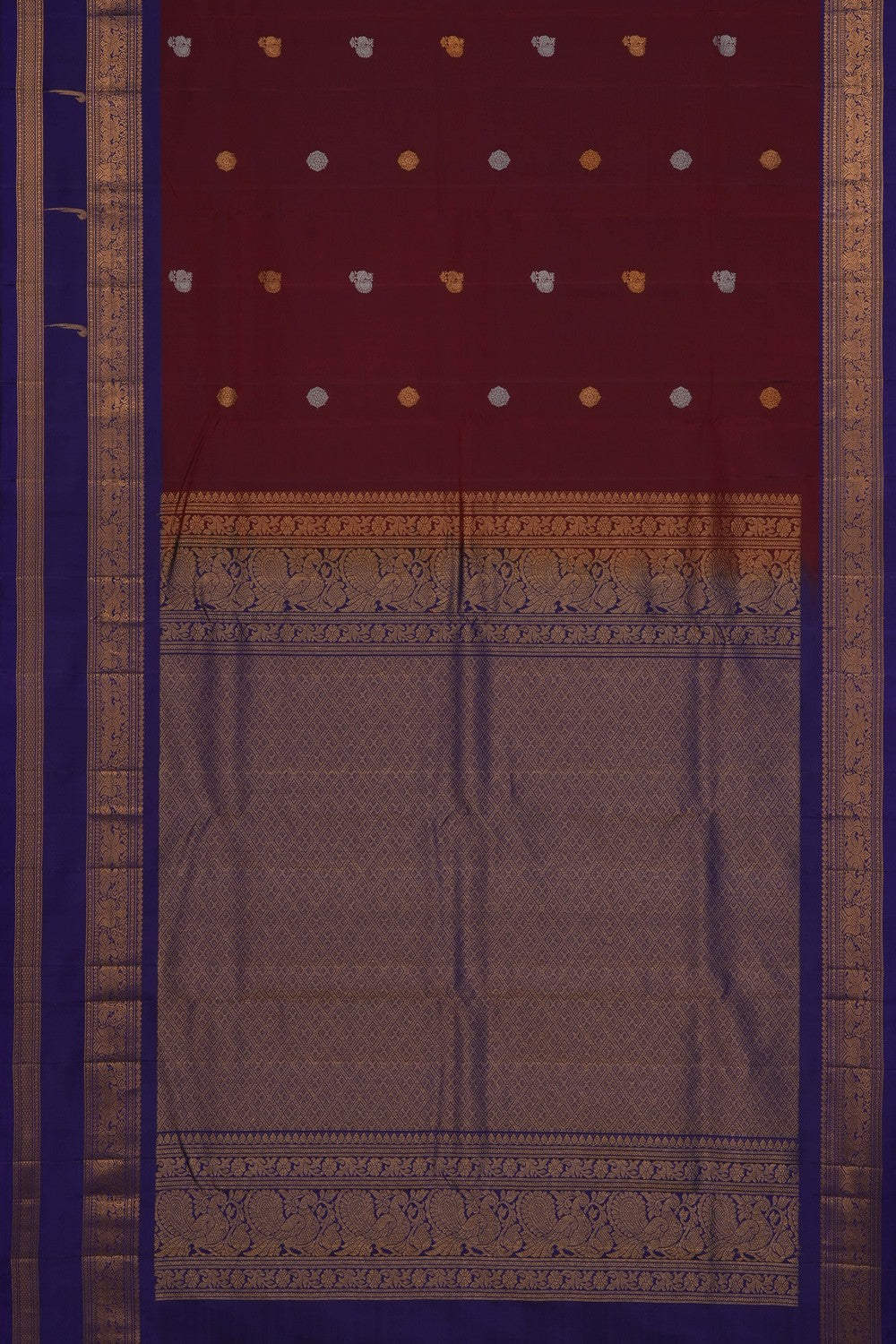 Image of Maroon Gadwal Silk Saree