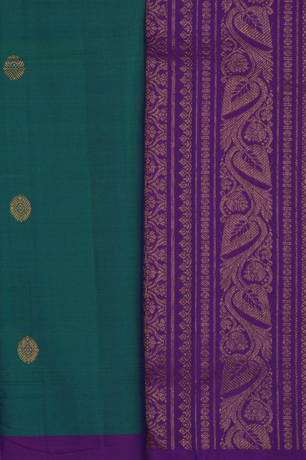 Image of Teal-Green Gadwal Silk Saree